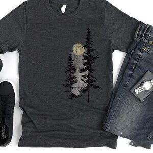 Moonlight Graphic Tee – Men’s Forest Camping Nature Shirt